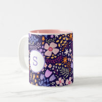 Motif de fleur aquarelle coloré printemps monogram