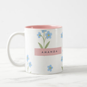 Tasse 2 Couleurs Motif de Fleur sauvage Bleu Delicé personnalisé