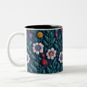 Tasse 2 Couleurs motif de fleurs