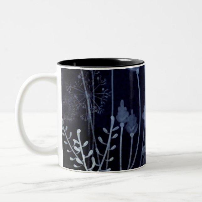 Tasse 2 Couleurs Motif de fleurs bleu foncé (Gauche)