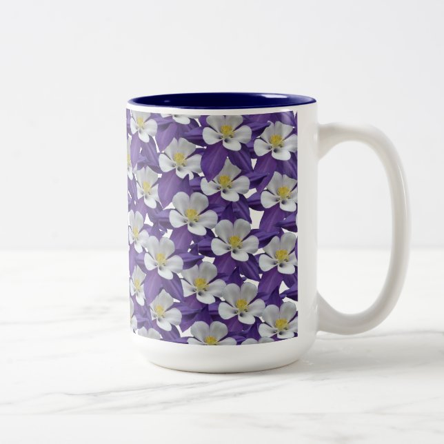 Tasse 2 Couleurs Motif de fleurs Columbine (Droit)