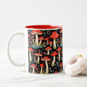 Tasse 2 Couleurs Motif de fleurs de champignons sans joint