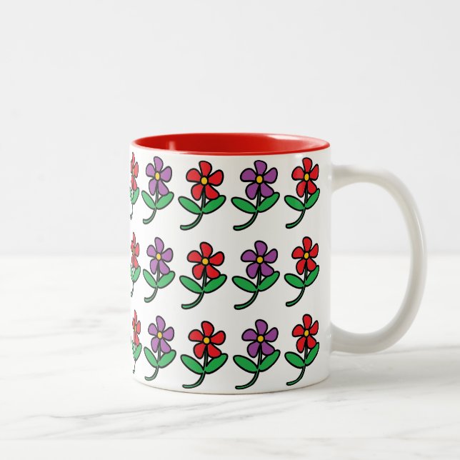 Tasse 2 Couleurs Motif de fleurs de dessin animé (Droit)