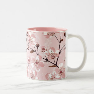 Tasse 2 Couleurs Motif de fleurs de fleurs de cerisier