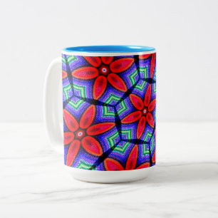 Tasse 2 Couleurs Motif de Fleurs de tissus rouges