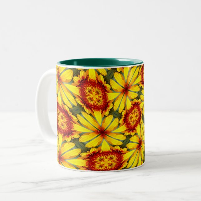 Tasse 2 Couleurs Motif de fleurs d'or (Devant gauche)