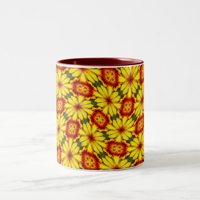 Tasse 2 Couleurs Motif de fleurs d'or (Centre)