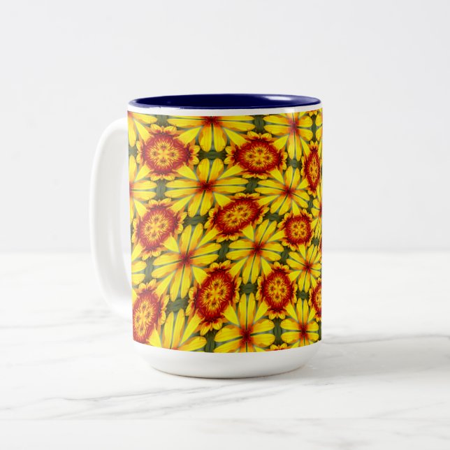 Tasse 2 Couleurs Motif de fleurs d'or (Devant gauche)