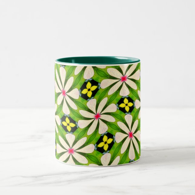 Tasse 2 Couleurs Motif de fleurs esthétiques (Centre)