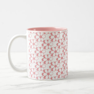 Tasse 2 Couleurs Motif de fleurs rose et blanc sur café deux tons b