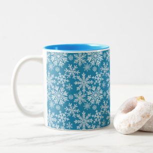 Tasse 2 Couleurs Motif de flocons de neige à l'aquarelle