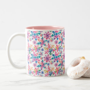 Tasse 2 Couleurs Motif de flocons de neige à l'aquarelle
