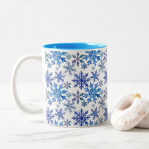 Tasse 2 Couleurs Motif de flocons de neige à l'aquarelle