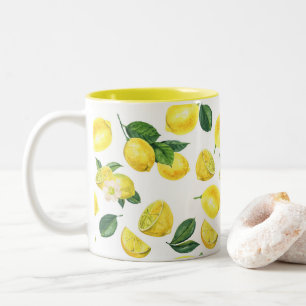 Tasse 2 Couleurs Motif de fruits aux citrons jaunes