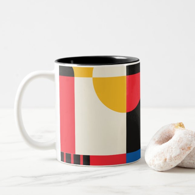 Tasse 2 Couleurs Motif de géométrie Bauhaus (Avec donut)
