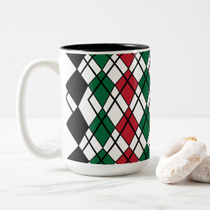 Tasse 2 Couleurs Motif de Jacquard rouge vert noir