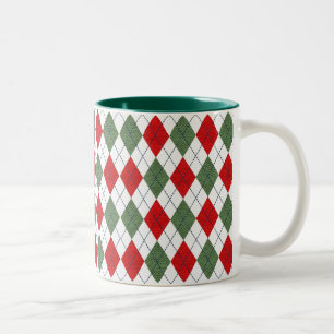 Tasse 2 Couleurs Motif de Jacquard vert et rouge