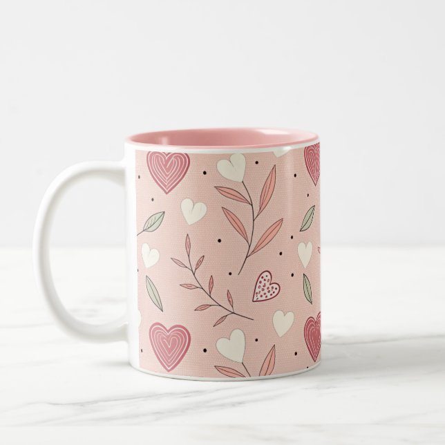 Tasse 2 Couleurs Motif de la fête des Valentines en rose (Gauche)