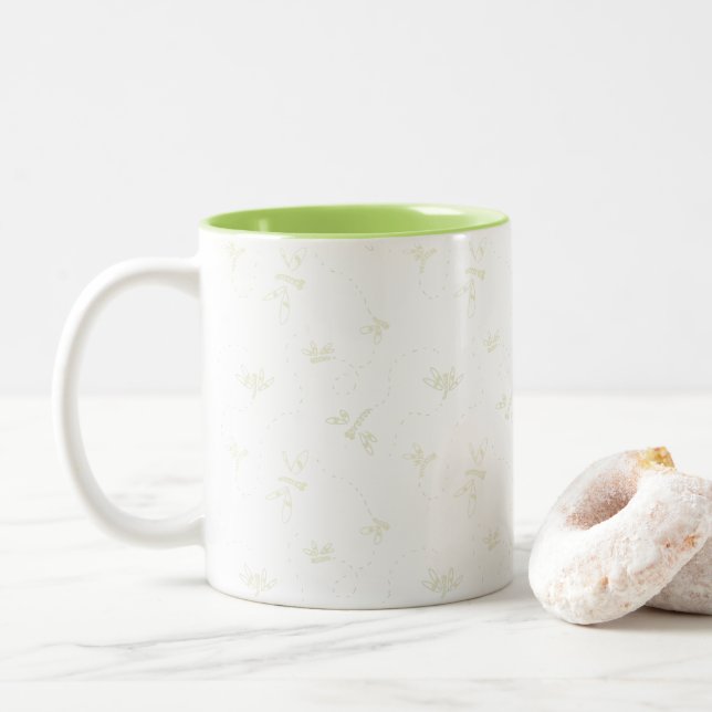 Tasse 2 Couleurs Motif de libellule (Avec donut)