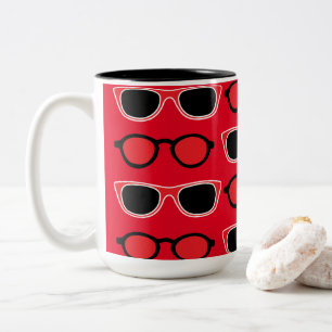 Tasse 2 Couleurs Motif de lunettes de soleil noir rouge