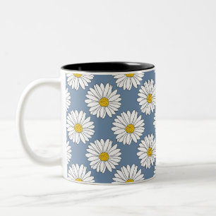 Tasse 2 Couleurs Motif de marguerite bleu jaune