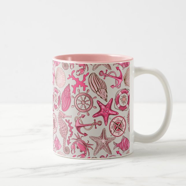 Tasse 2 Couleurs Motif de mer rose (Droit)