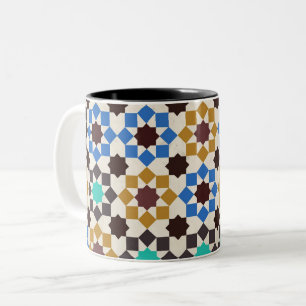 Tasse 2 Couleurs Motif de mosaïque géométrique Zellige marocain