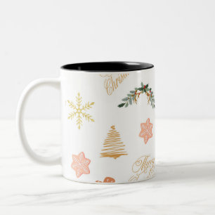 Tasse 2 Couleurs motif de noël avec biscuits d'arbre de noël