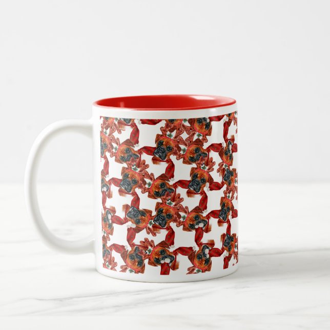 Tasse 2 Couleurs Motif de Noël de Boxer Drôle (Gauche)