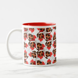 Tasse 2 Couleurs Motif de Noël de Teckel à poil dur drôle