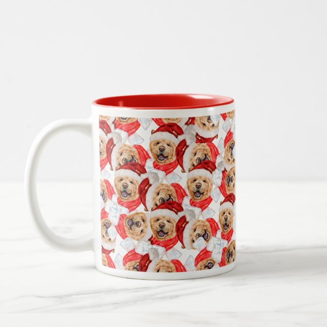 Tasse 2 Couleurs Motif de Noël drôle de Chow Chow (Gauche)