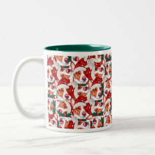 Tasse 2 Couleurs Motif de Noël drôle de Podengo portugais