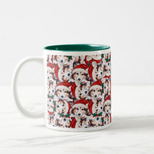 Tasse 2 Couleurs Motif de Noël drôle de Sheltie
