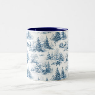 Tasse 2 Couleurs Motif de Noël Toile Bleue