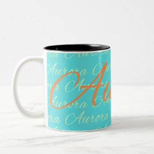 Tasse 2 Couleurs Motif de noms répétés Aurora