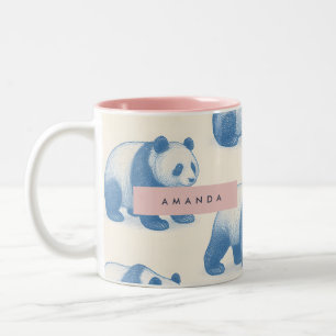Tasse 2 Couleurs Motif de panda mignon et amusant personnalisé