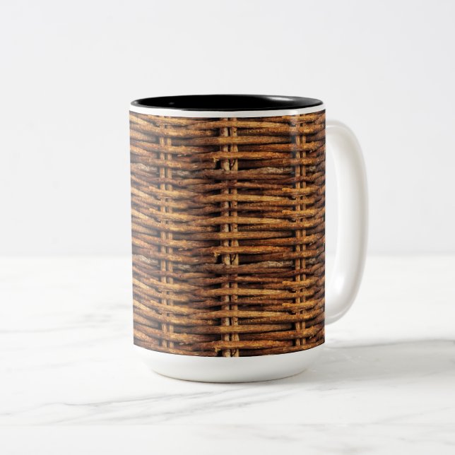 Tasse 2 Couleurs Motif de panier d'osier (Devant droit)