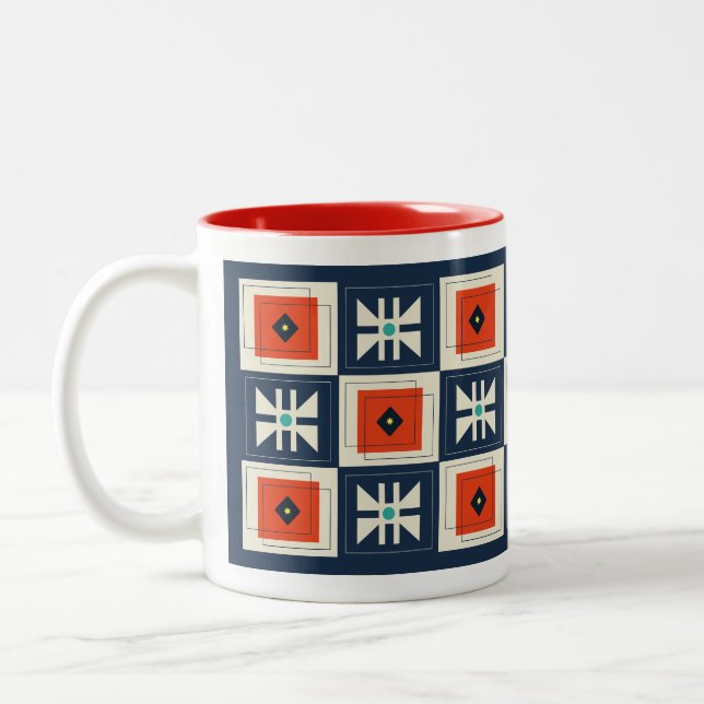 Tasse 2 Couleurs Motif de papillon géométrique Abstrait Retro Mod (Gauche)
