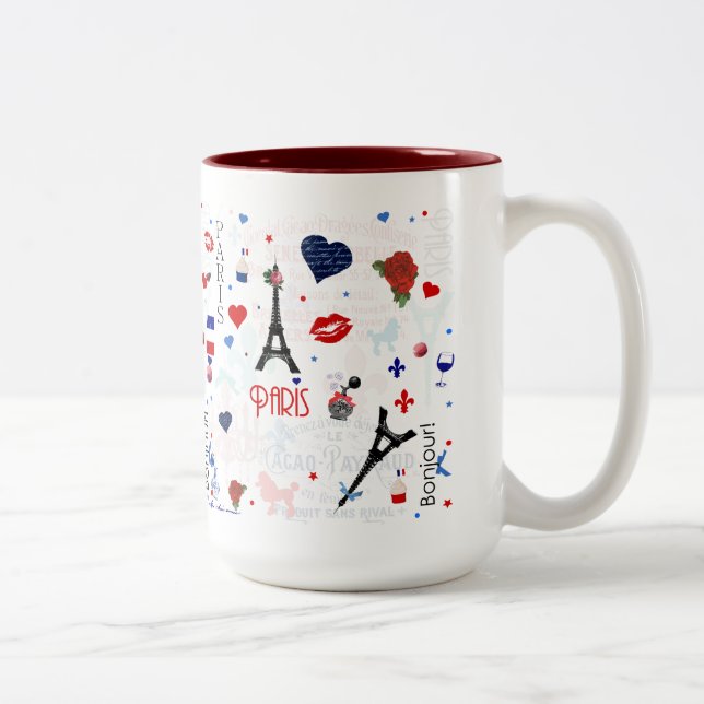 Tasse 2 Couleurs Motif de Paris avec Tour Eiffel (Droit)