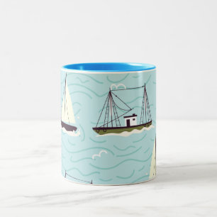 Tasse 2 Couleurs Motif de pêche nautique