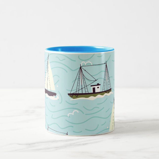 Tasse 2 Couleurs Motif de pêche nautique (Centre)