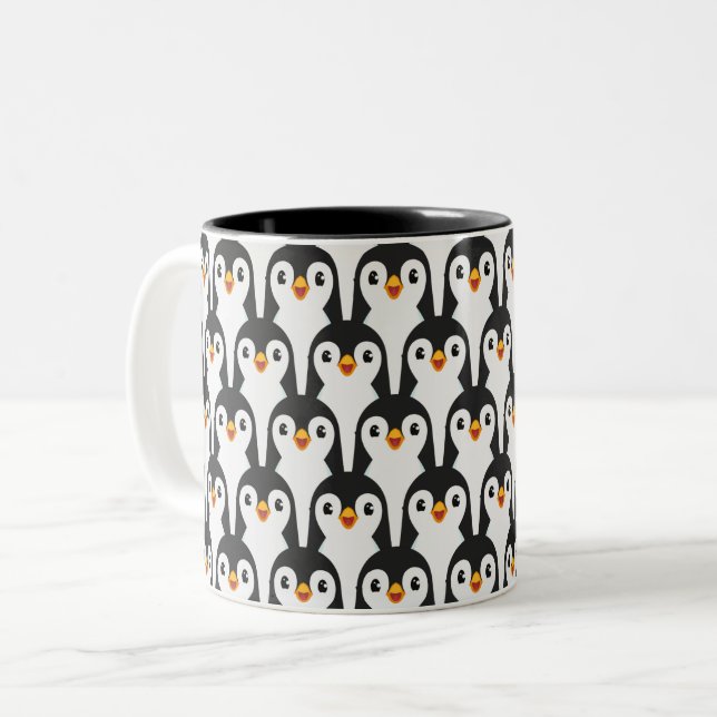 Tasse 2 Couleurs Motif de pingouin noir et blanc moderne (Devant gauche)