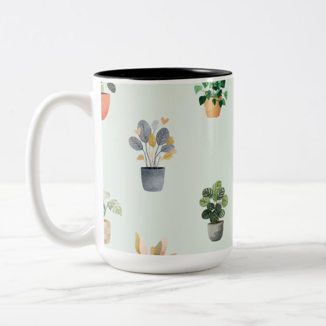 Tasse 2 Couleurs Motif de plante d'intérieur Botanique Conception d (Gauche)