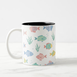 Tasse 2 Couleurs Motif de poissons tropicaux Tulimet colorés