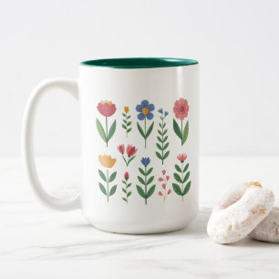 Tasse 2 Couleurs Motif de prairie de fleurs sauvages coloré floral 