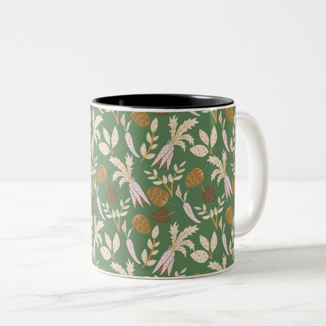 Tasse 2 Couleurs Motif de printemps vert (Devant droit)