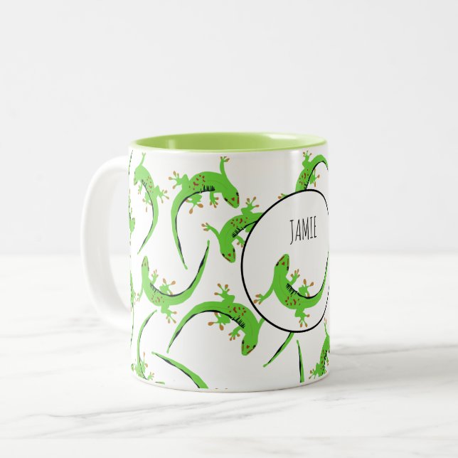 Tasse 2 Couleurs Motif de reptile Gecko Lizard (Devant gauche)