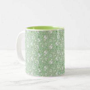 Tasse 2 Couleurs Motif de rose en vert clair