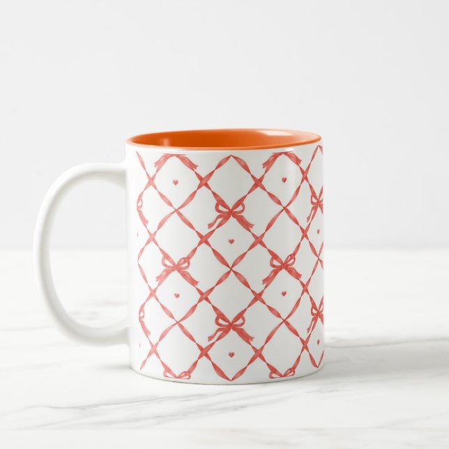 Tasse 2 Couleurs Motif de ruban de cadre Rhombus (Gauche)