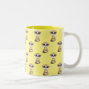 Tasse 2 Couleurs Motif de suricate mignon sur fond jaune